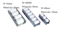 Konveyör için Demir Çerçeve Raylı Rulo Sistemi 60mm Beyaz Placon Rulolu Ray