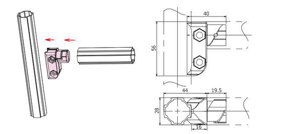 ADC-12 28mm Aluminum Tube Connector Assembling Work Table / Distribution Rack AL-1-C