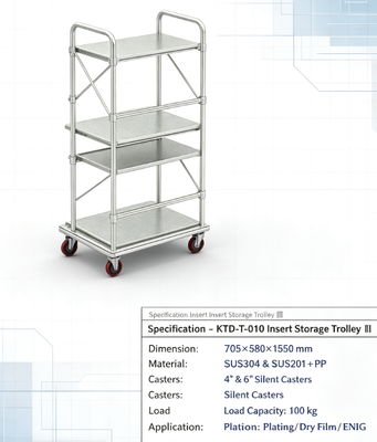 KTD‑T‑010 Insert Storage Trolley Ⅲ, PCB Storage Trolley for Plating Dry‑Film ENIG Process