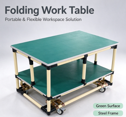 Mobile ESD Lean Tube Workbench, Modular Anti-Static Assembly Station with Lockable Casters