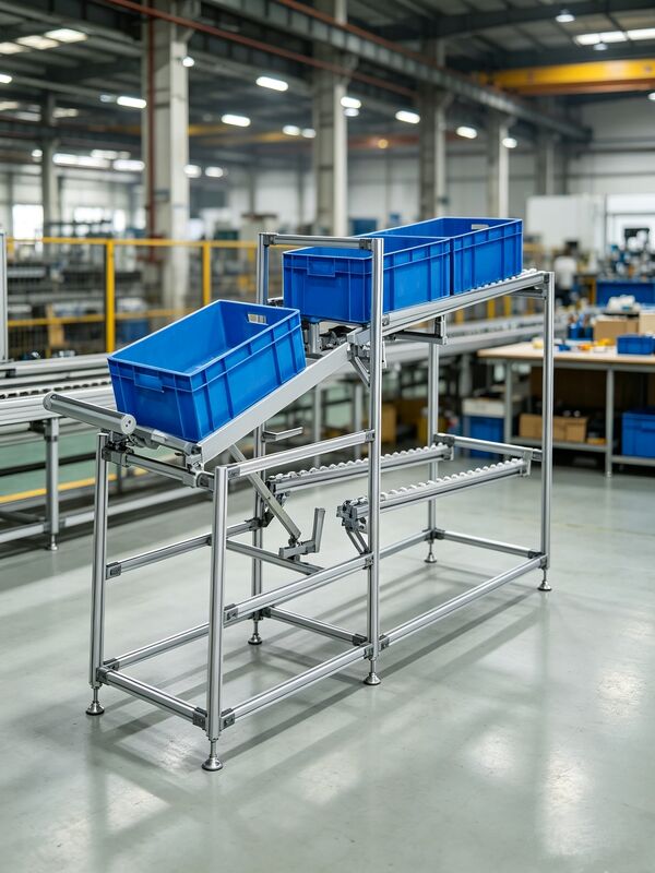 Steel Pipe Rack gravity flow rack with modular aluminum frame and roller tracks for lean production and automatic parts feeding