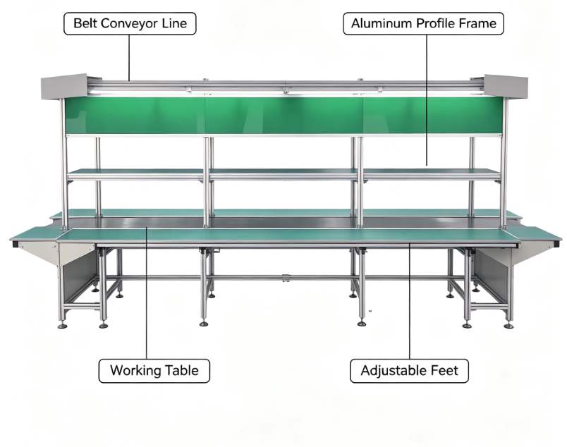Anti-static Belt Conveyor Line Aluminum Profile Assembly Conveyor for Electronics Workshop Transport