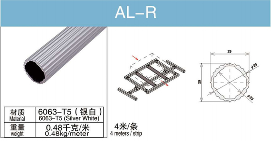 AL-R T5 6063 Lojistik Raf Tezgahı için Alüminyum Yuvarlak Boru Çapı 28mm